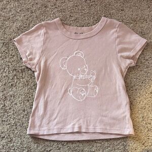 Charming Blush Bear Graphic Tee for Kids